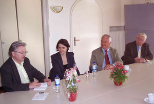 von links Redakteur Lucksch, Daniela Kolbe, Gerd Habenicht, Hans-Günter Schubert